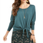 Style & Co Women's Tie-Front Sweater Green Size X-Small