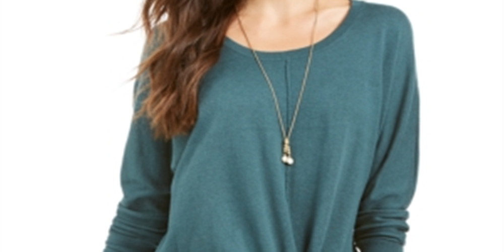 Style & Co Women's Tie-Front Sweater Green Size X-Small