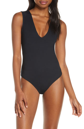 Free People Women's Keep It Sleek Bodysuit Black Size Medium