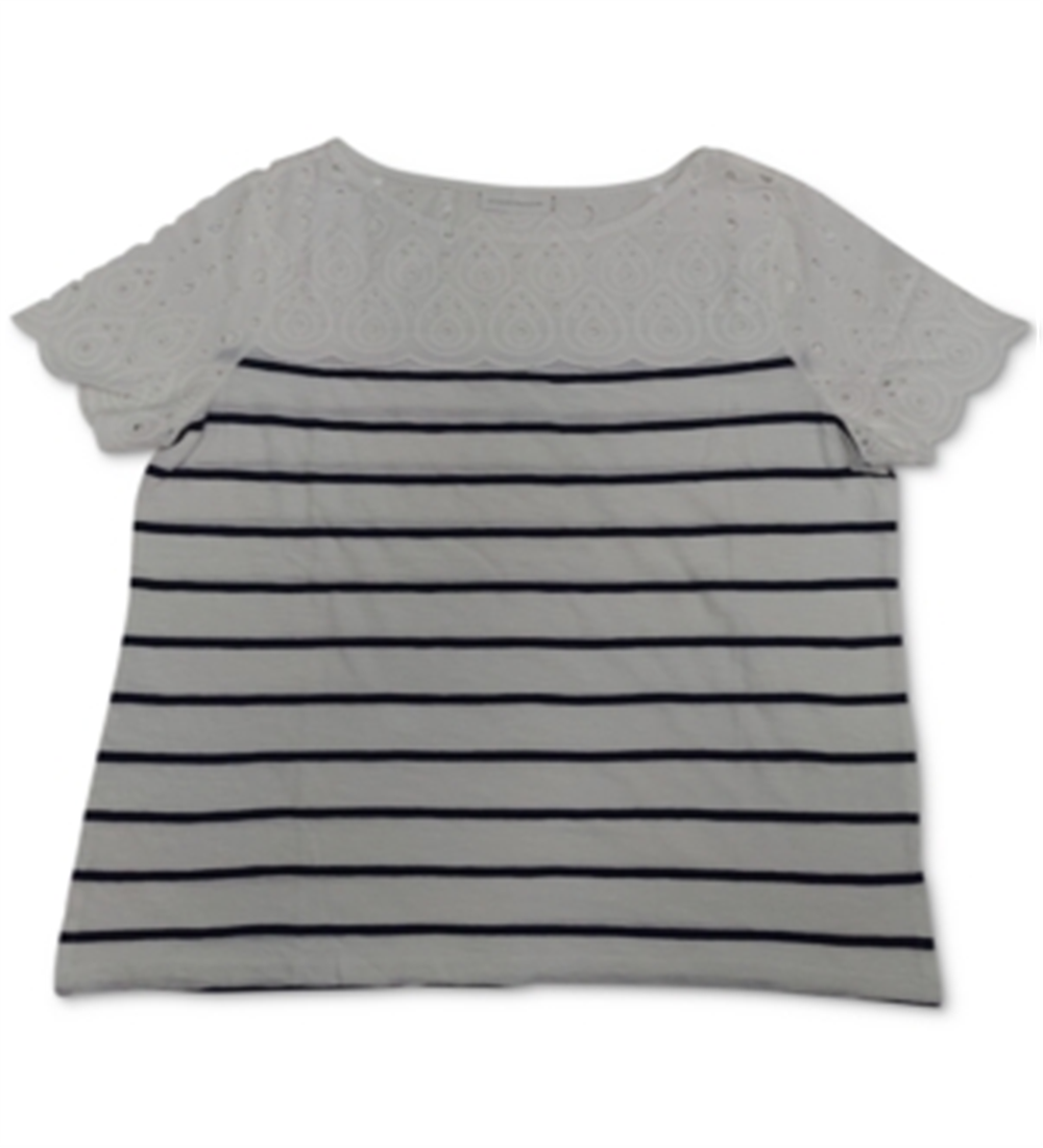 Charter Club Women's Striped T-Shirt White - Blue Size X-Small