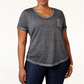 Style & Co Women's Plus V Neck Short Sleeves T-Shirt Gray Size 0X