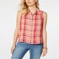 Style & Co Women's Plaid Sleeveless Top Pink Size X-Small