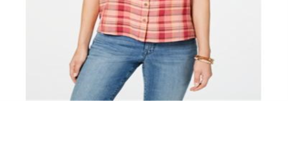 Style & Co Women's Plaid Sleeveless Top Pink Size X-Small