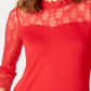 INC International Concepts Women's Lace-Yolk Top Red Size PSM