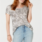 Style & Co Women's Printed T-Shirt White Combo Size Petite