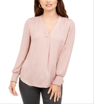 Alfani Women's V Neck Top Pink Size M