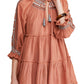 Free People Women's Dreamweaver Embroidered Tunic Top -Terracotta  Size Small