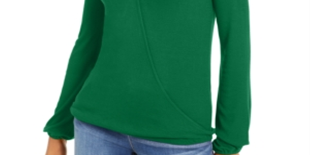 INC International Concepts Women's Knit Ribbed Top Green Size L