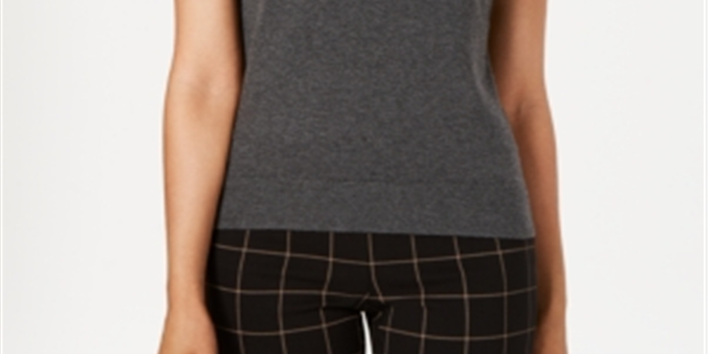 Charter Club Women's Sleeveless Crew-Neck Sweater Gray Size XX-Large