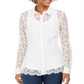 Charter Club Women's Lace Button-up Shirt White Size Petite Large