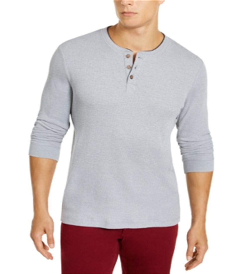 Club Room Men's Henley Shirts Gray Size Small