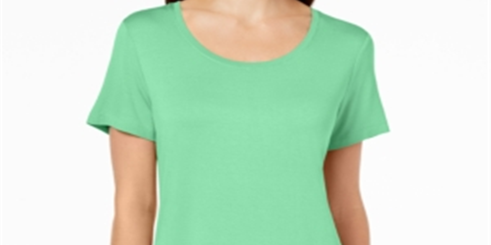 JM Collection Women's Scoop Neck Top Green Size X-Large