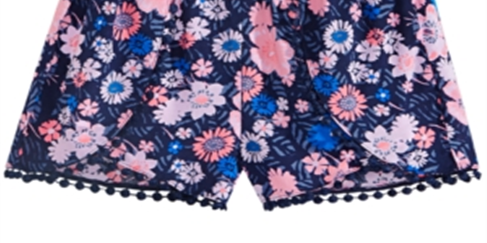 Epic Threads Big Girl's Floral Print Challis Shorts Navy Size L