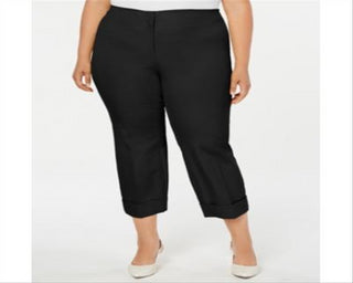 Alfani Women's Plus Comfort Waist Cuffed Ankle Pants Black Size 28W
