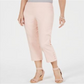 JM Collection Women's Button-Hem Tummy-Control Capris Pink Size Small