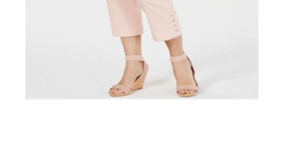 JM Collection Women's Button-Hem Tummy-Control Capris Pink Size Small