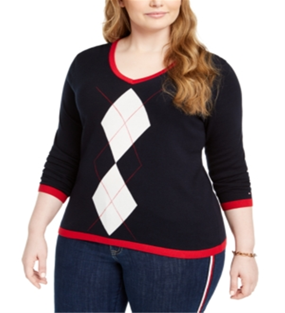 Tommy Hilfiger Women's Long Sleeve T-Shirt Sweater Blue Size 0X
