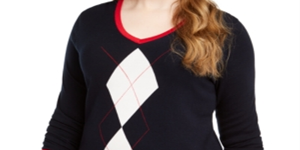 Tommy Hilfiger Women's Long Sleeve T-Shirt Sweater Blue Size 0X