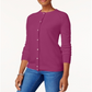 Karen Scott Women's Luxsoft Button Cardigan Purple Size Petite