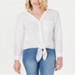 Charter Club Women's Long Sleeve V Neck Blouse Top White Size Medium