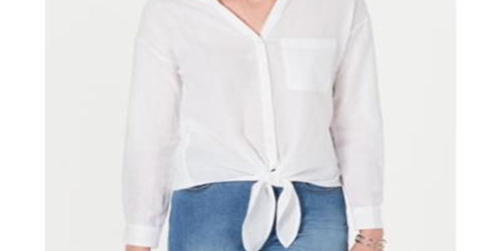 Charter Club Women's Long Sleeve V Neck Blouse Top White Size Medium