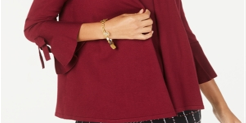 Alfani Women's Tie-Sleeve Cardigan Violet Red Size Petite L