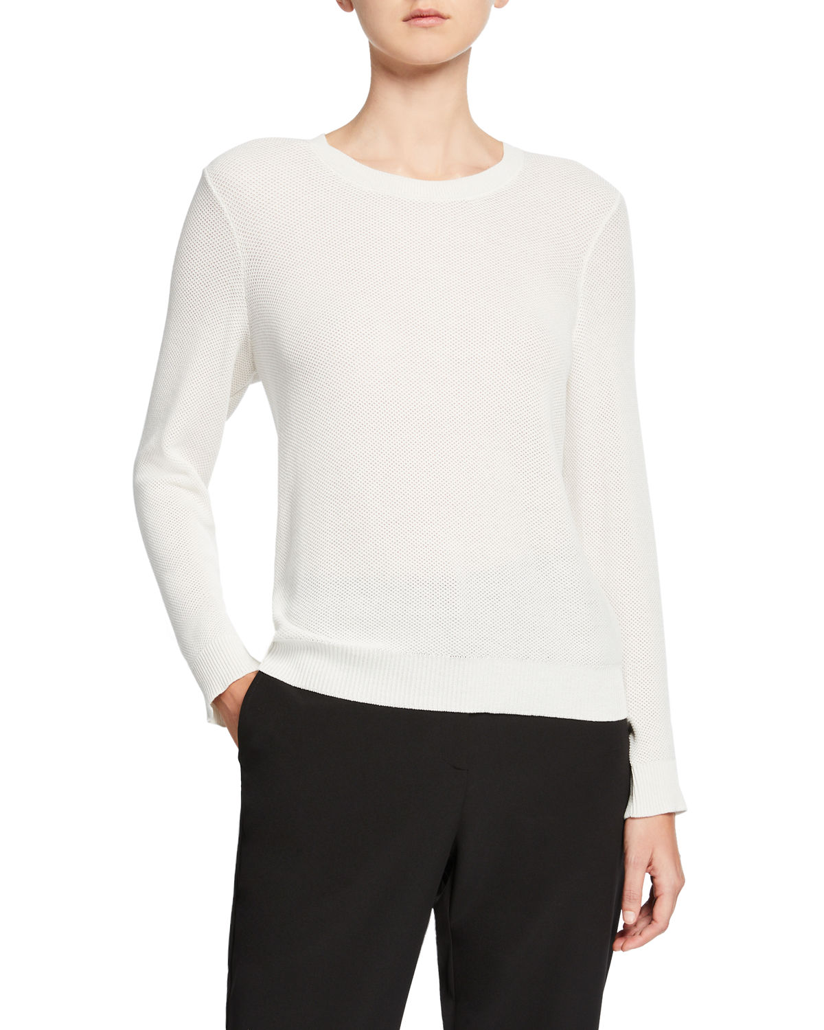 Eileen Fisher Women's Tencel Round Neck Top White Size Petite S