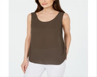 Alfani Women's Sleeveless Scoop Neck Top Brown Size Small