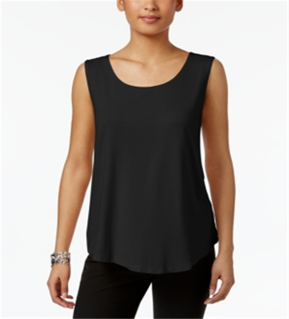 JM Collection Women's Petite Scoop-Neck Tank Top Black Size Petite S