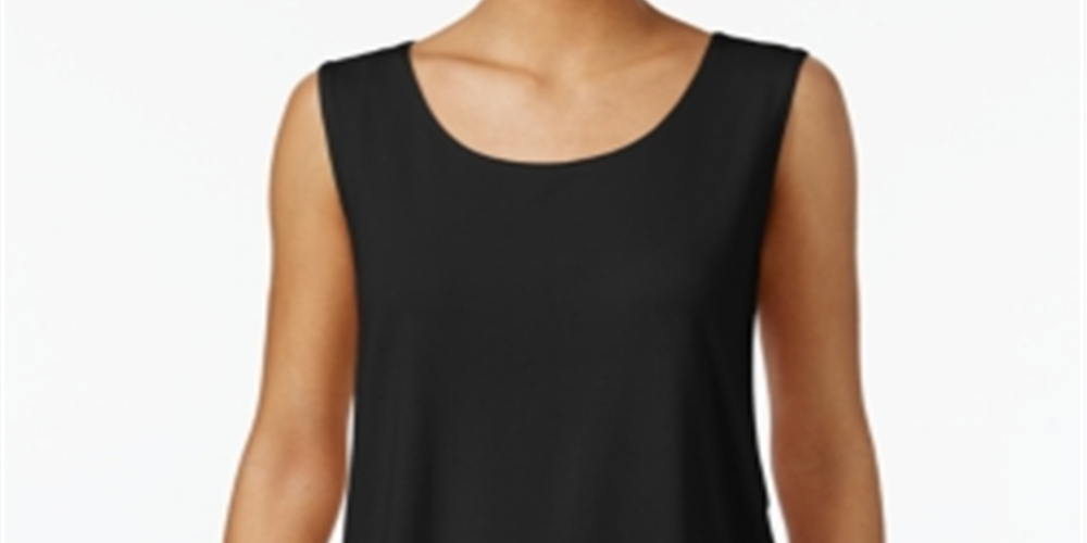 JM Collection Women's Petite Scoop-Neck Tank Top Black Size Petite S