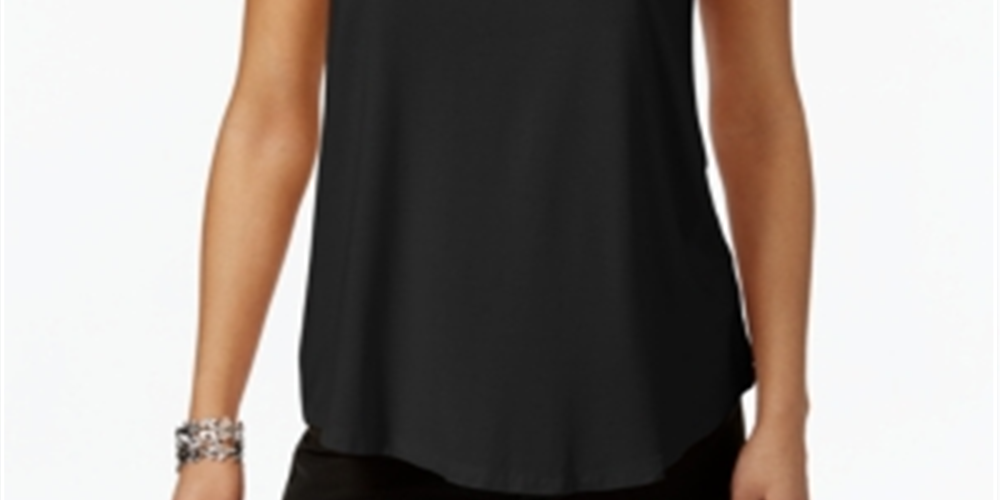 JM Collection Women's Petite Scoop-Neck Tank Top Black Size Petite S