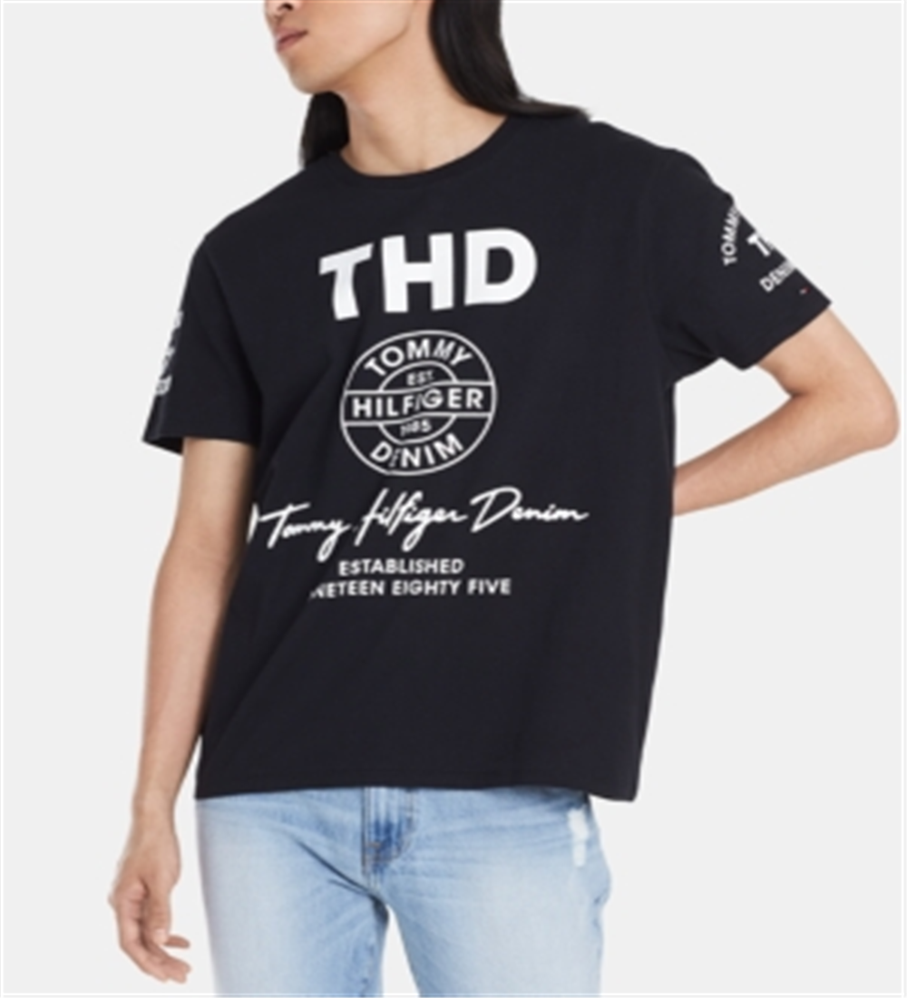 Tommy Hilfiger Men's Graphic Crew Neck T-Shirt Black Size 2XL