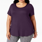 Alfani Women's Plus Satin-Trim High-Low T-Shirts Dark Fig Size 0X