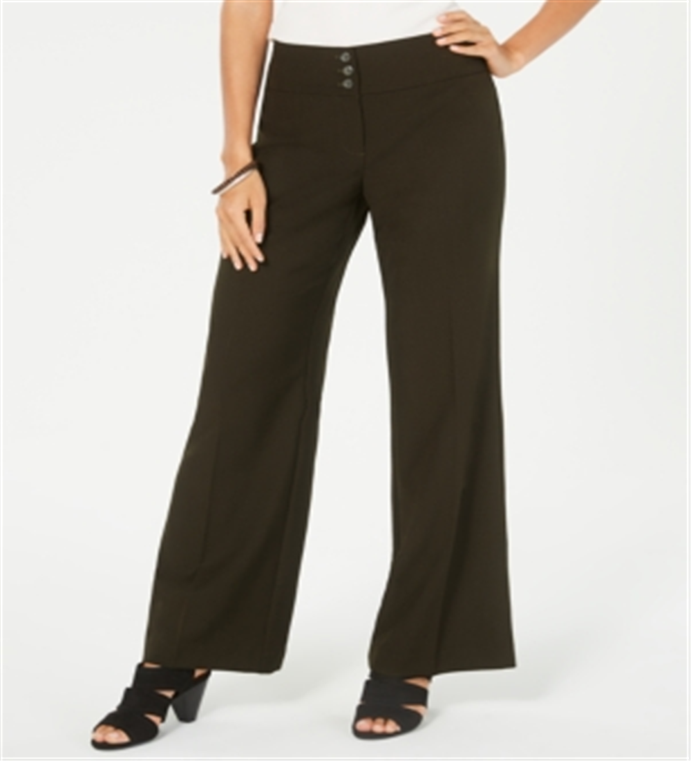 Style & Co Women's Stretch Wide-Leg Pants Green Size 10
