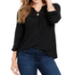 Style & Co Women's Crochet-Yoke Top Black Size XX-Large