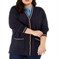 Tommy Hilfiger Women's Long Sleeve Open Cardigan Top Navy Size 3X