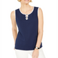 Karen Scott Women's Tipped Keyhole Tank Blue Size X-Large