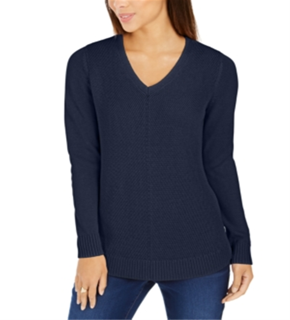 Charter Club Women's V-Neck Sweater Blue Size X-Large