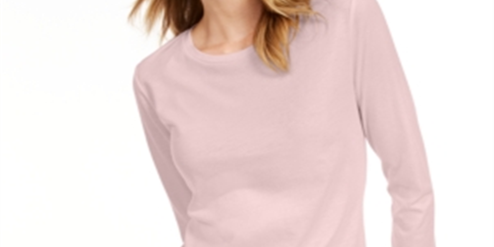 Maison Jules Women's 3/4-Sleeve Solid T-Shirt Pink Size Medium