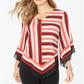 Alfani Women's Striped Poncho Top Red Size PSM