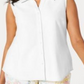 Charter Club Women's Cotton Pique Sleeveless Shirt White Size 8