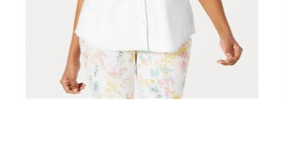 Charter Club Women's Cotton Pique Sleeveless Shirt White Size 8