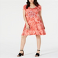 Style & Co Women's Graphic Tie-Dyed Dress Red Size X-Small