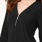 JM Collection Women's Zipper-Trim 3/4-Sleeve Top Green Size X-Large