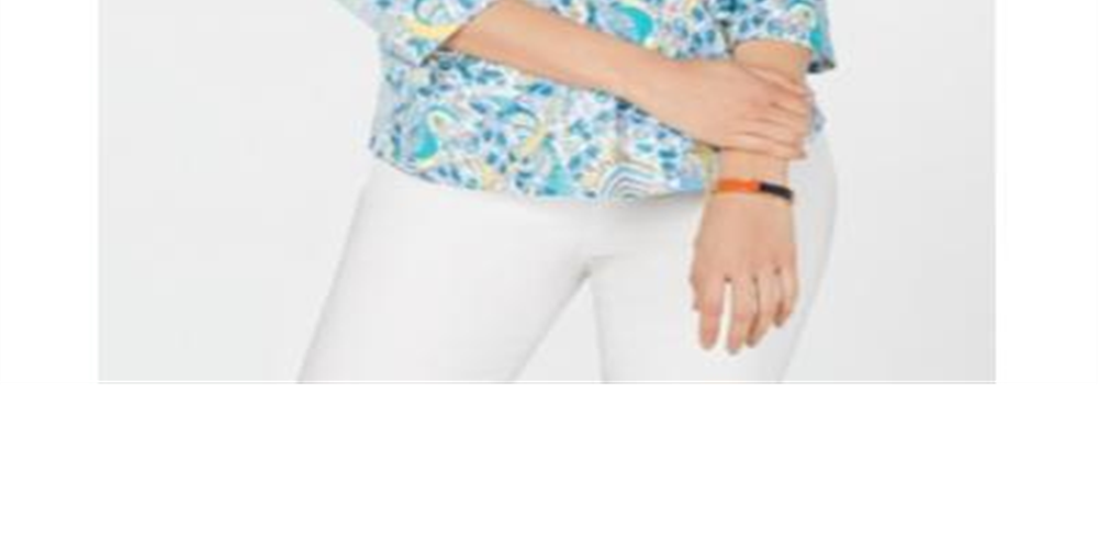 Charter Club Women's Cotton Printed Top Green Floral Size PSM