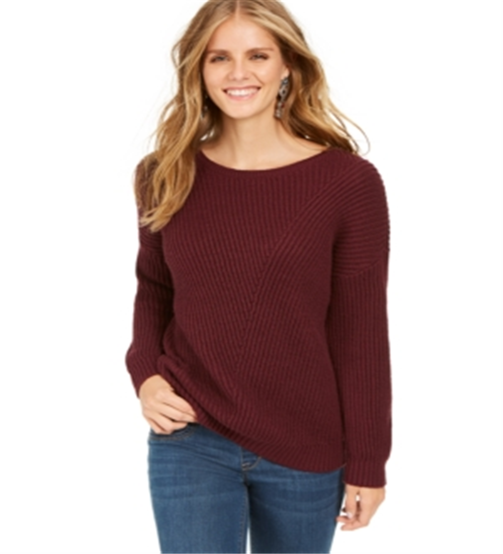 Style & Co Women's Ribbed Drop Shoulder Sweater Berry Jam Size Large