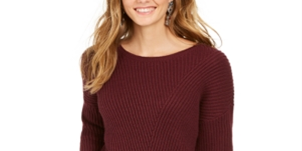 Style & Co Women's Ribbed Drop Shoulder Sweater Berry Jam Size Large