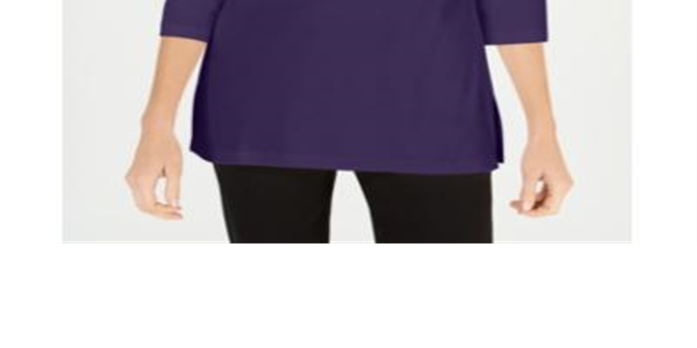 Karen Scott Women's 3/4 Sleeve Boat Neck Top Purple Size Small