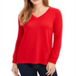 Charter Club Women's French Terry V Neck Tunic Red Size X-Small