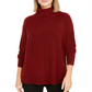 Style & Co Women's Mixed Stitch Ribbed Turtleneck Tunic Sweater Red Size Small